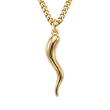 14K Gold  Plated Italian Horn Cornicello Pendant Necklace Lucky Talisman  Amulet Jewelry
