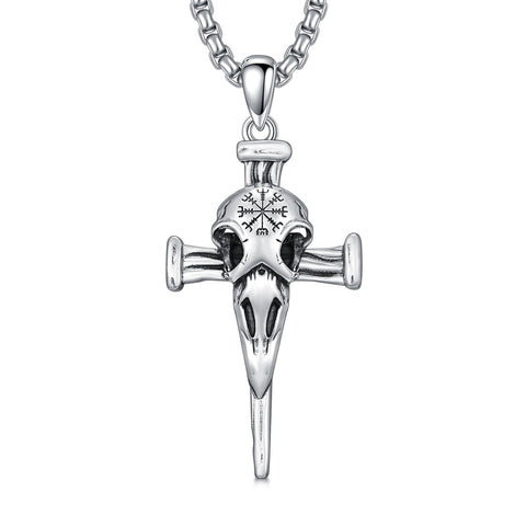 Sterling Silver Cross Christian Pendant Necklace for Men