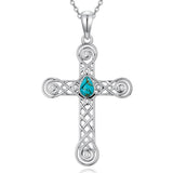 14K Gold Plated Turquoise Cross Pendant Necklace Western Jewelry for Women
