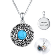 Sterling Silver Personalized Photo &Engraved Round Photo Necklace