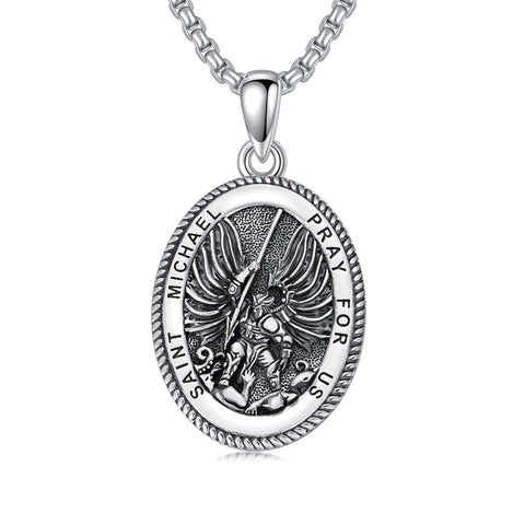 Sterling Silver Saint Joseph St Michael Saint Peter Saint Christopher Religious Pendant Necklace