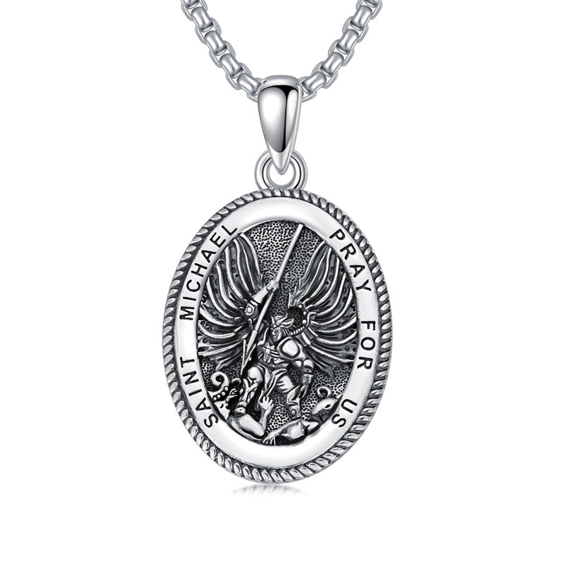 Sterling Silver Saint Joseph St Michael Saint Peter Saint Christopher Religious Pendant Necklace