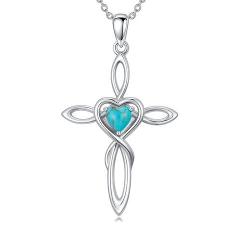 14K Gold Plated Turquoise Cross Pendant Necklace Western Jewelry for Women