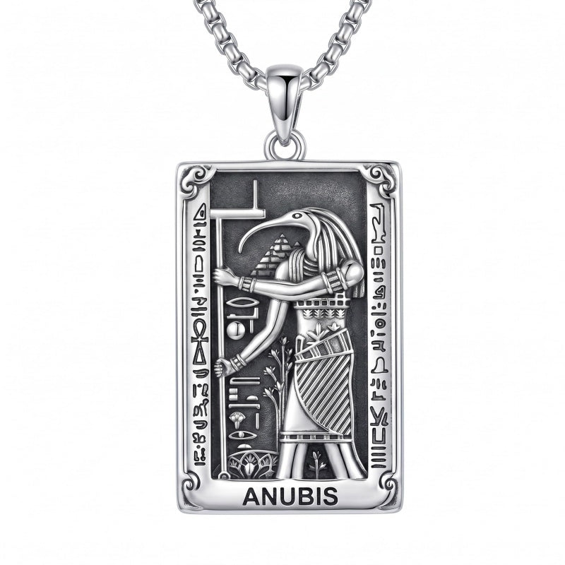 Sterling Silver Tarot Card Pendant  Necklace for Men Gothic Amulet Jewelry