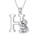 Sterling Silver Initial Cat Pendant Necklace