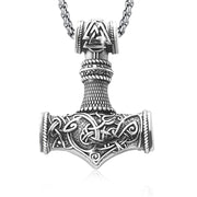 925 Sterling Silver Thor Hammer Pendant Mjolnir Necklace Norse Viking Jewelry with Stainless Steel Chain