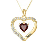 14K Gold Plated Personalized 1-5 Heart Birthstone Names Necklace  for Women