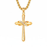 14K Gold Plated Birthstone Infinity  Cross Pendant NecklaceJewelry for Women