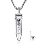 Bullet Urn Necklace for Ashes 925 Sterling Silver Butterfly Rose Pendant Keepsake Cremation Jewelry Gift for Women Men