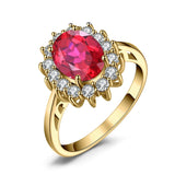 14K Yellow Gold Plated Birthstone Halo Engagement Rings for Women