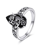 Sterling Silver Vintage Flower Rose Flower Tree Tree of Life Ring for Women