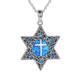 Sterling Silver Star of David Cross Peace Sign Tree of Life Star Pendant Necklace