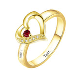 10K 14K 18K Gold Personalized 1-6 Stones Engraved Heart Mother Ring for Mother's Day