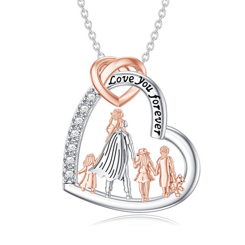 Sterling Silver Father Daughter Heart Pendant Necklace from Dad Gift for Daughter