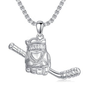 Sterling Silver Hockey Pendant Necklace