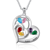 Sterling Silver Personalized Name Birthstone Mothers Necklace for Women