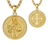 14K Gold Plated Patron Saint Necklace Saint Medal Catholic Amulet Jewelry