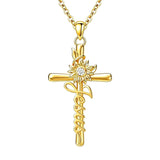 14K Gold Plated Faith Cross Pendant Necklace Religious Gifts for Women