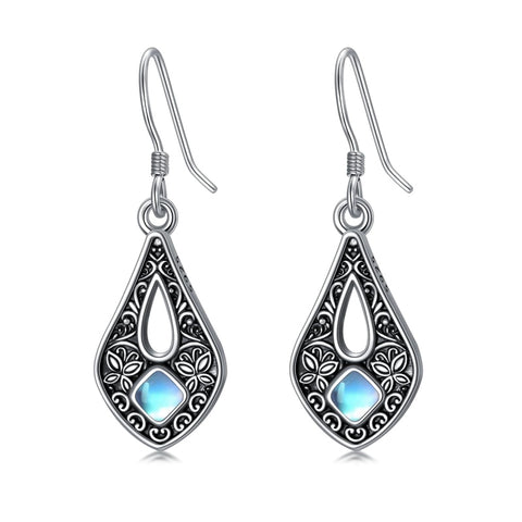 Sterling Silver Moonstone Filigree Bee Dragonfly Hummingbird Butterfly Dangle Earrings for Women Christmas Gift