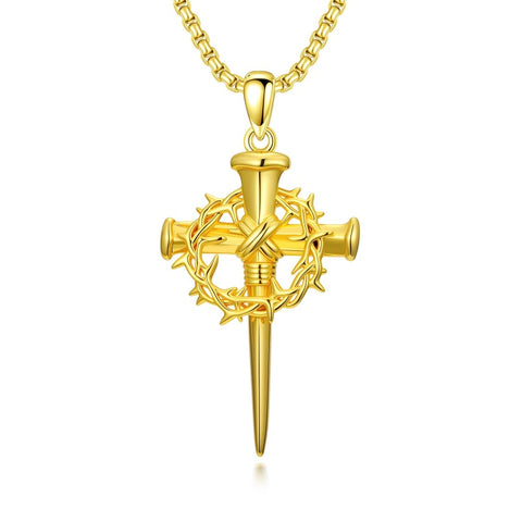 Cross Pendant Necklace  14K Gold Plated Christian Faith Jewelry