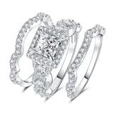 14K Gold Plated  1.5CT  Princess Cubic Zirconia Infinity Twist Engagement Rings  Anniversary Wedding Band Bridal Sets