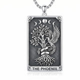 Sterling Silver Tarot Card Pendant  Necklace for Men Gothic Amulet Jewelry