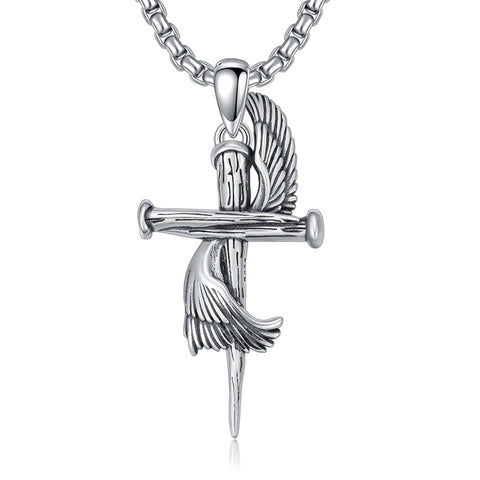 Sterling Silver 3 Nail Cross Pendant Necklace for Men