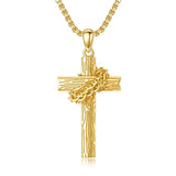 14K Gold Plated Cross Pendant Necklace for Men Religious Jewelry Christian Gift