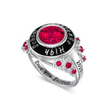 Sterling Silver Custom Birthstone Engraved High School College Class Ring for Women