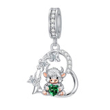 Sterling Silver 12 Month Birthstone Highland Cow Charm Beads