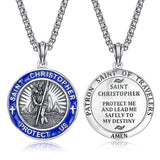 925 Sterling Silver Patron Saint Medals Saint Christopher Amulet Saint Michael Necklace Protection Jewelry for Men