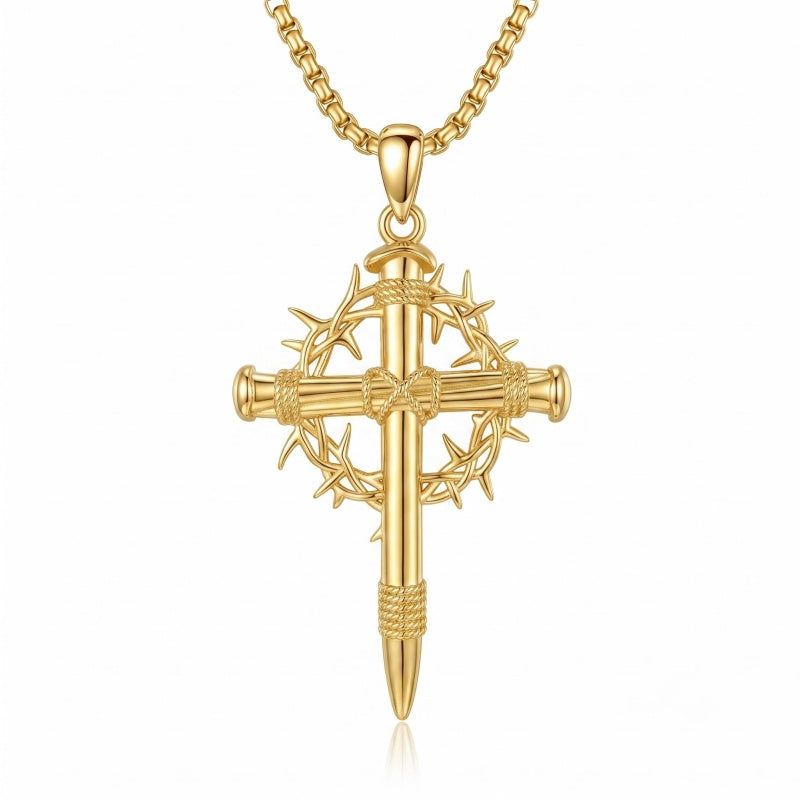 10K 14K 18K Gold Cross Pendant Necklace Religious Jewelry Gifts for Men and Women