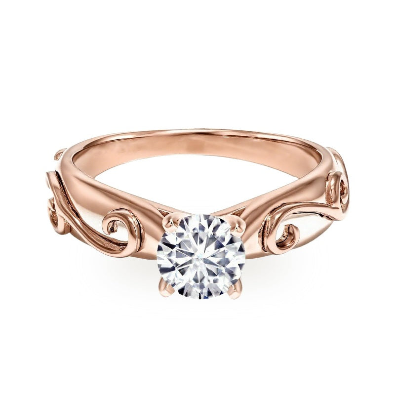 Sterling Silver 10K 14K 18K Gold Personalized Engraved 1-3 Carat Round Moissanite   Anniversary  Engagement Ring
