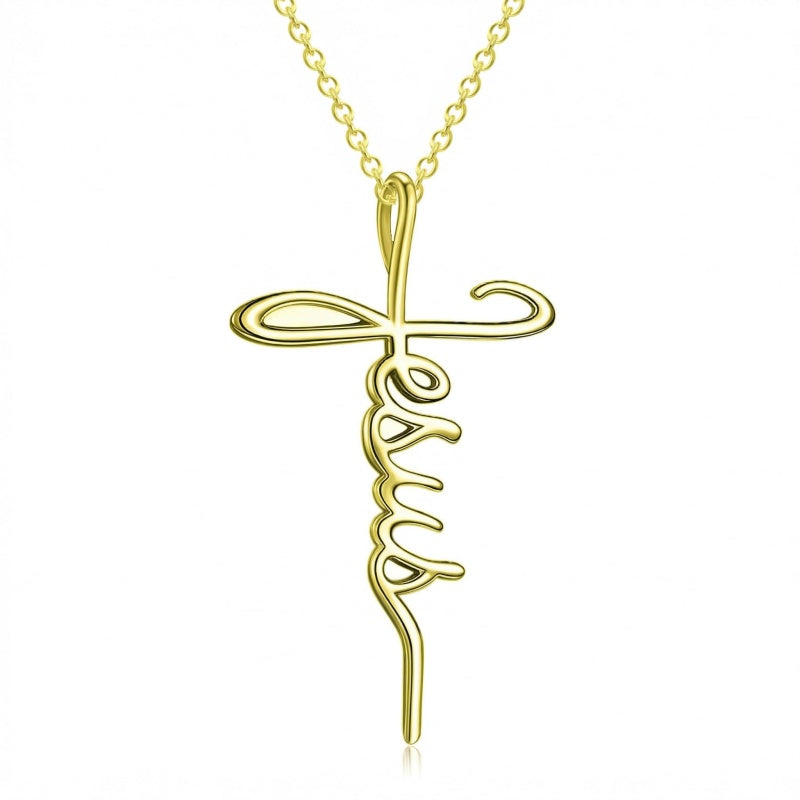 14K Gold Plated Cross Necklace for Women
