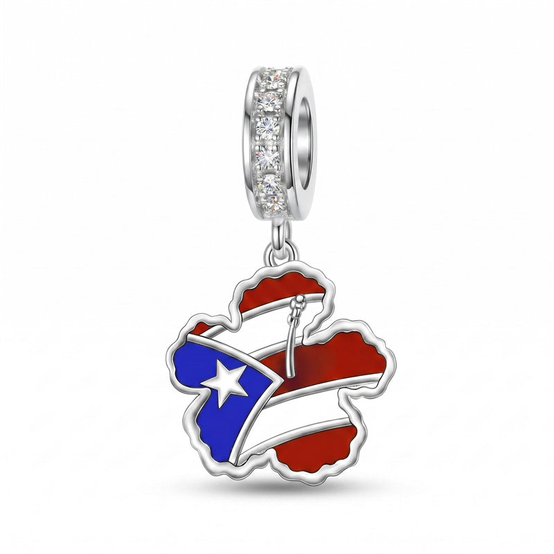 Sterling Silver Coqui Frog Flag Puerto Rico Charm Beads