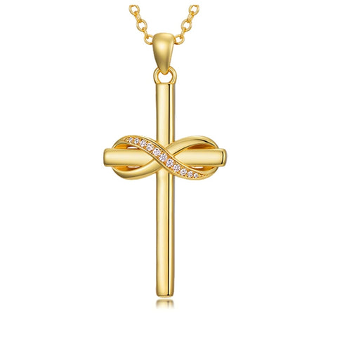 14K Gold Plated Cross Pendant Necklace for Women