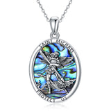 Sterling Silver Saint Michael Saint Christopher Amulet Pendant Necklace for Men