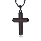 14K Gold Plated Wooden Abalone Shell Cross Pendant Necklacefor Men