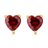 14K Gold Heart Topaz Garnet Stud Earrings