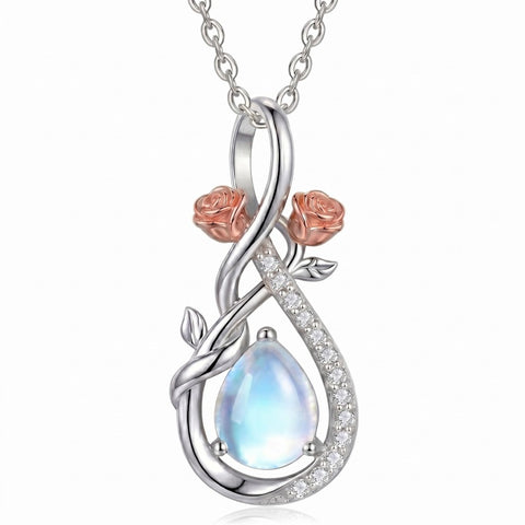 Sterling Silver Teardrop Gemstone Rose Butterfly Infinity Heart Necklace for Women
