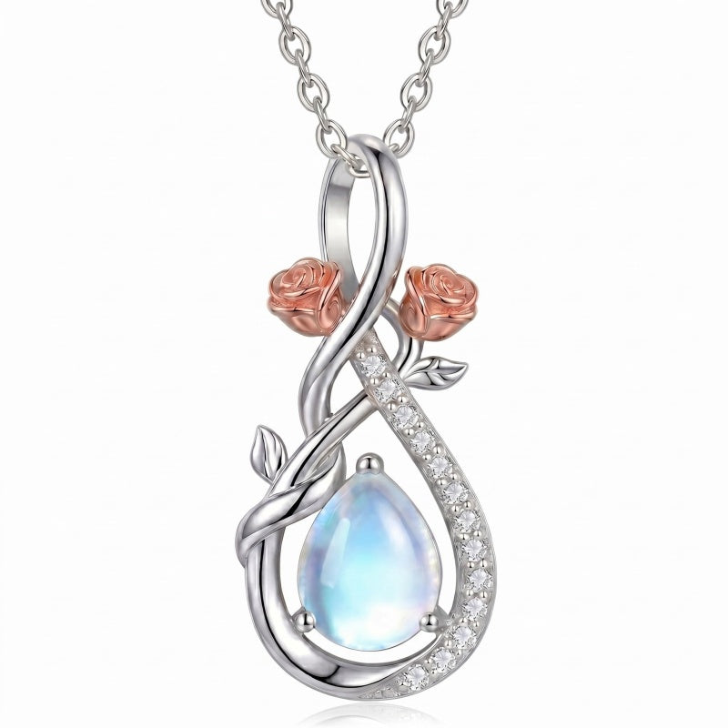 Sterling Silver Teardrop Gemstone Rose Butterfly Infinity Heart Necklace for Women