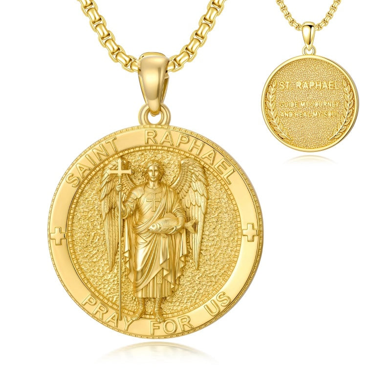 Patron Saint Medal Gold Plated Catholic Pendant Christian Religious Necklace Amulet Jewelry