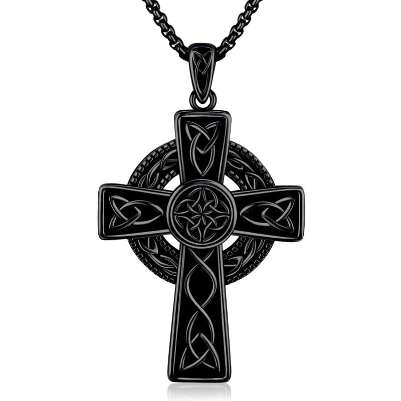 14K Gold Plated Celtic Vikin Cross Pendant Necklace Irish Jewelry Religious Protective Gift