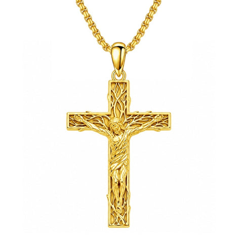 14K Gold Plated Cross Pendant Necklace  Religious Faith Jewelry Gifts for Christmas