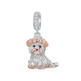 Sterling Silver Pit Bull Schnauzer Yorkie Corgi Dachshund Dog Charm Beads Fits Bracelets & Necklaces  for Women
