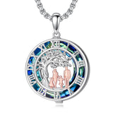 Sterling Silver Blue Crystal Tree of Life Father Daughter Mother Daughter Sister Pendant Necklace