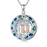 Sterling Silver Blue Crystal Tree of Life Father Daughter Mother Daughter Sister Pendant Necklace