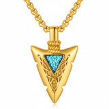 Malachite Turquoise Arrow Pendant Necklace for Men