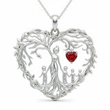 Sterling Silver Heart Pendant Birthstone Tree of Life Mother Child Family Necklace