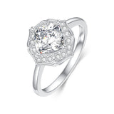 Sterling Silver Personalized Engraved Moissanite Engagement Wedding Anniversary Ring